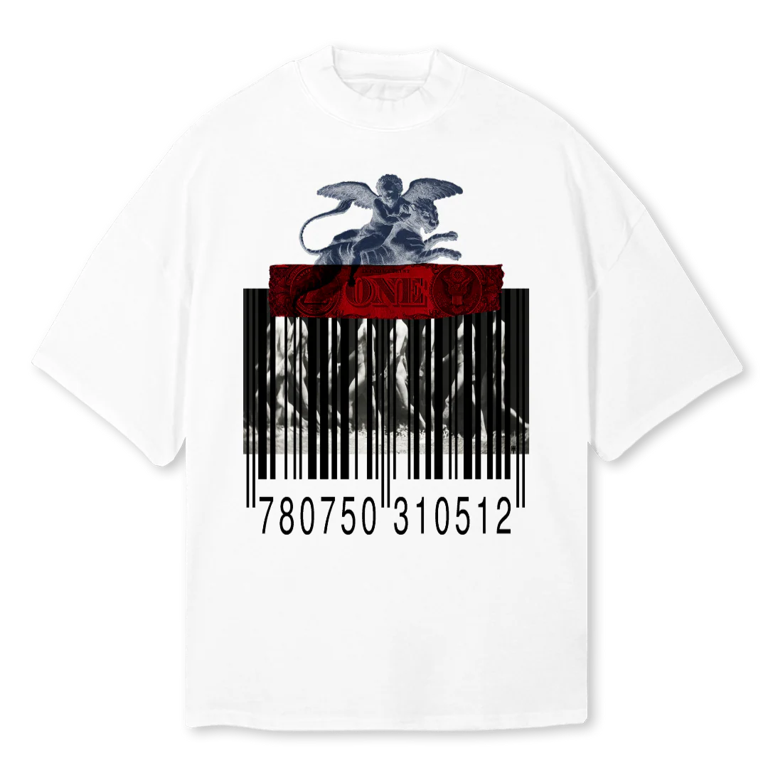 NUMBERED MEN White Oversized Mock Neck Tee.