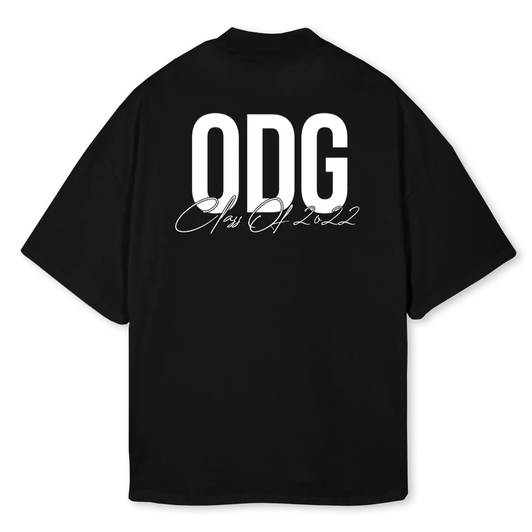 ODGSAMPLE Black Oversized Mock Neck Tee.