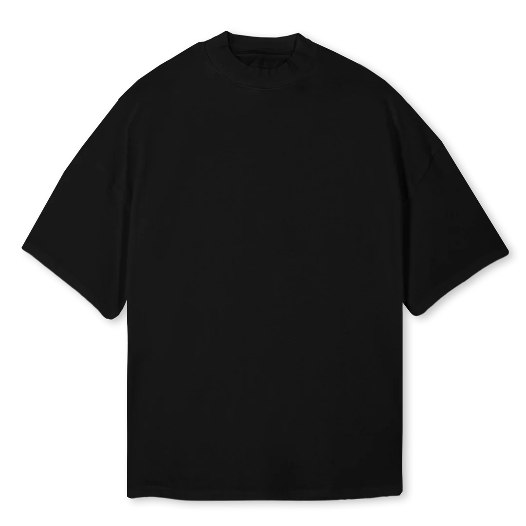 ODGSAMPLE Black Oversized Mock Neck Tee. - Image 2