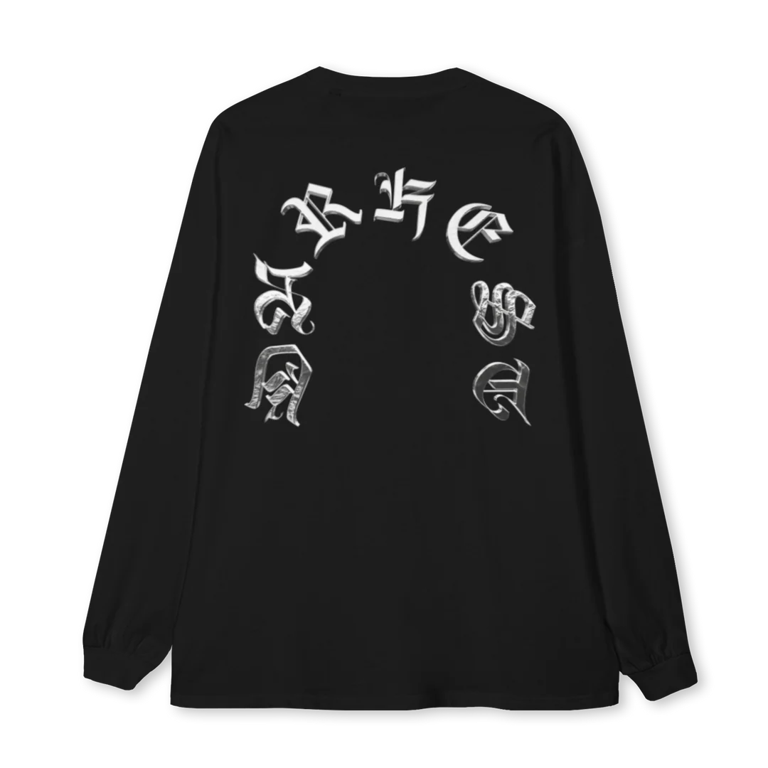 OLD ENGLISH Black Oversized LS Tee. - Image 2