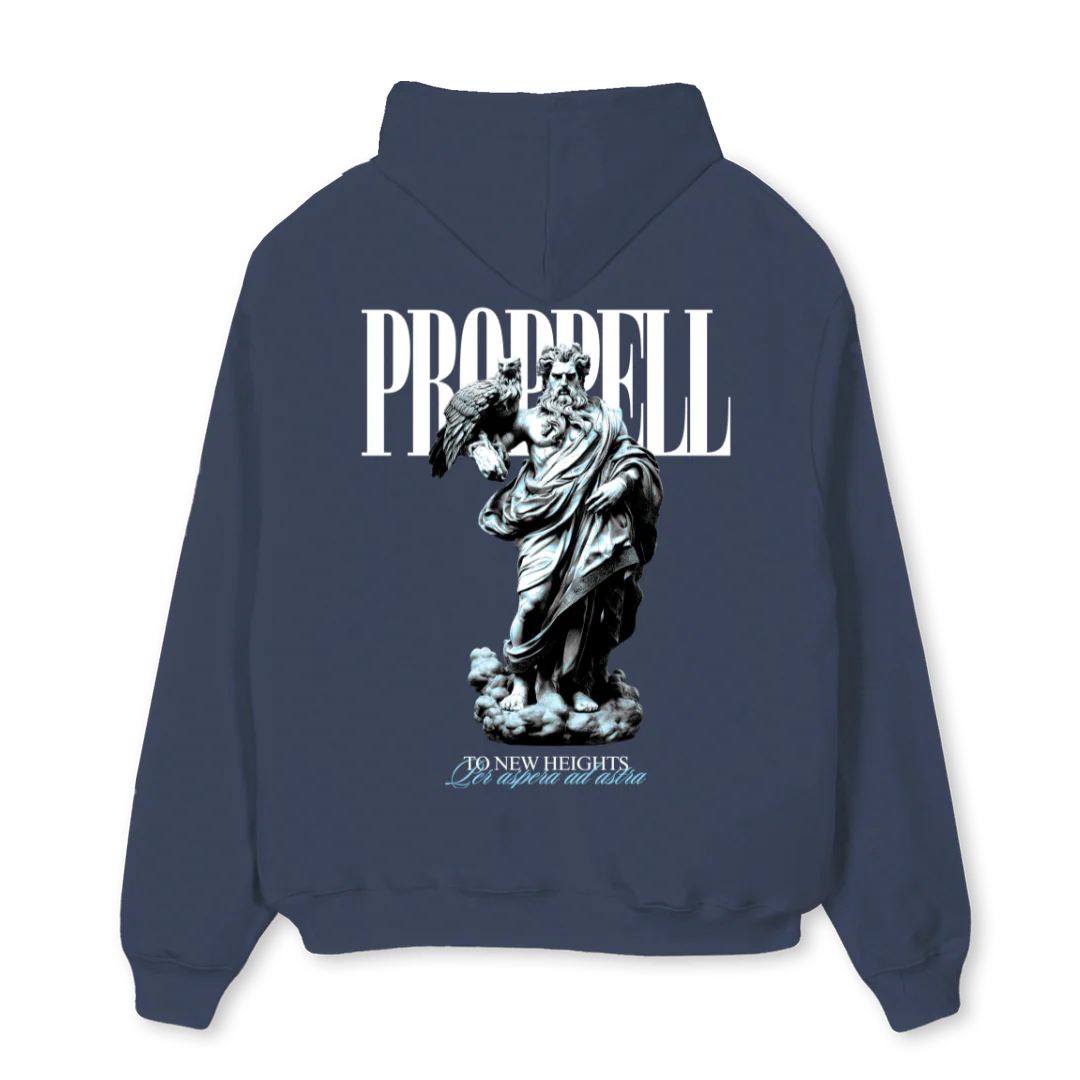 GOD OF SKIES_NAVY Navy Blue Oversized Hoodie - Image 2