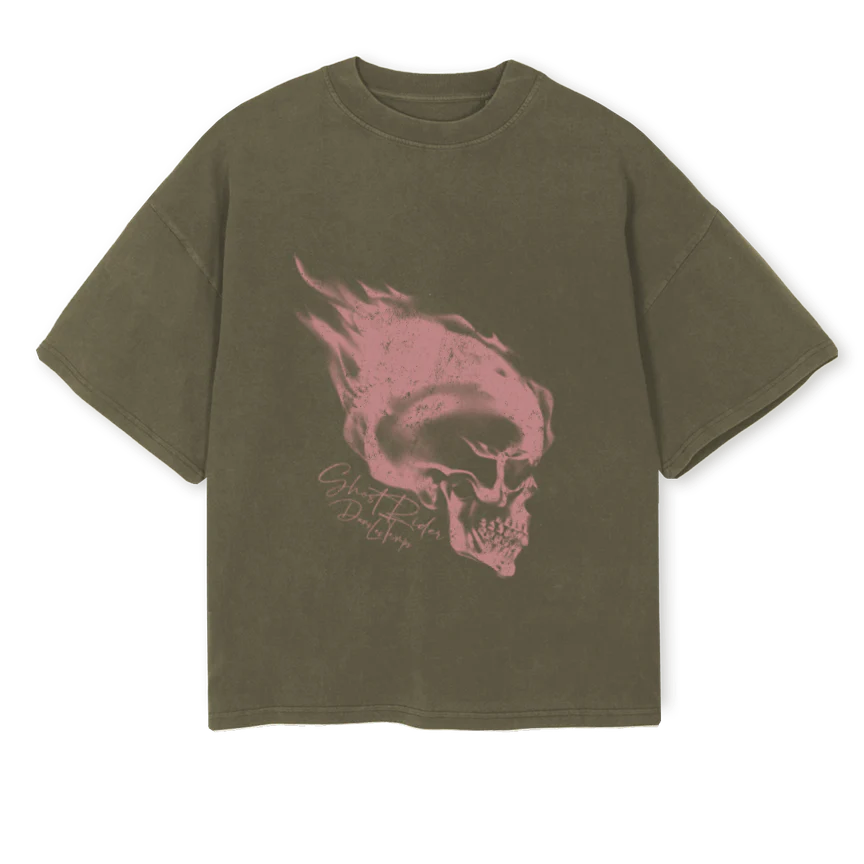 OLIVE SALMO Vintage Olive Oversized Boxy Tee.