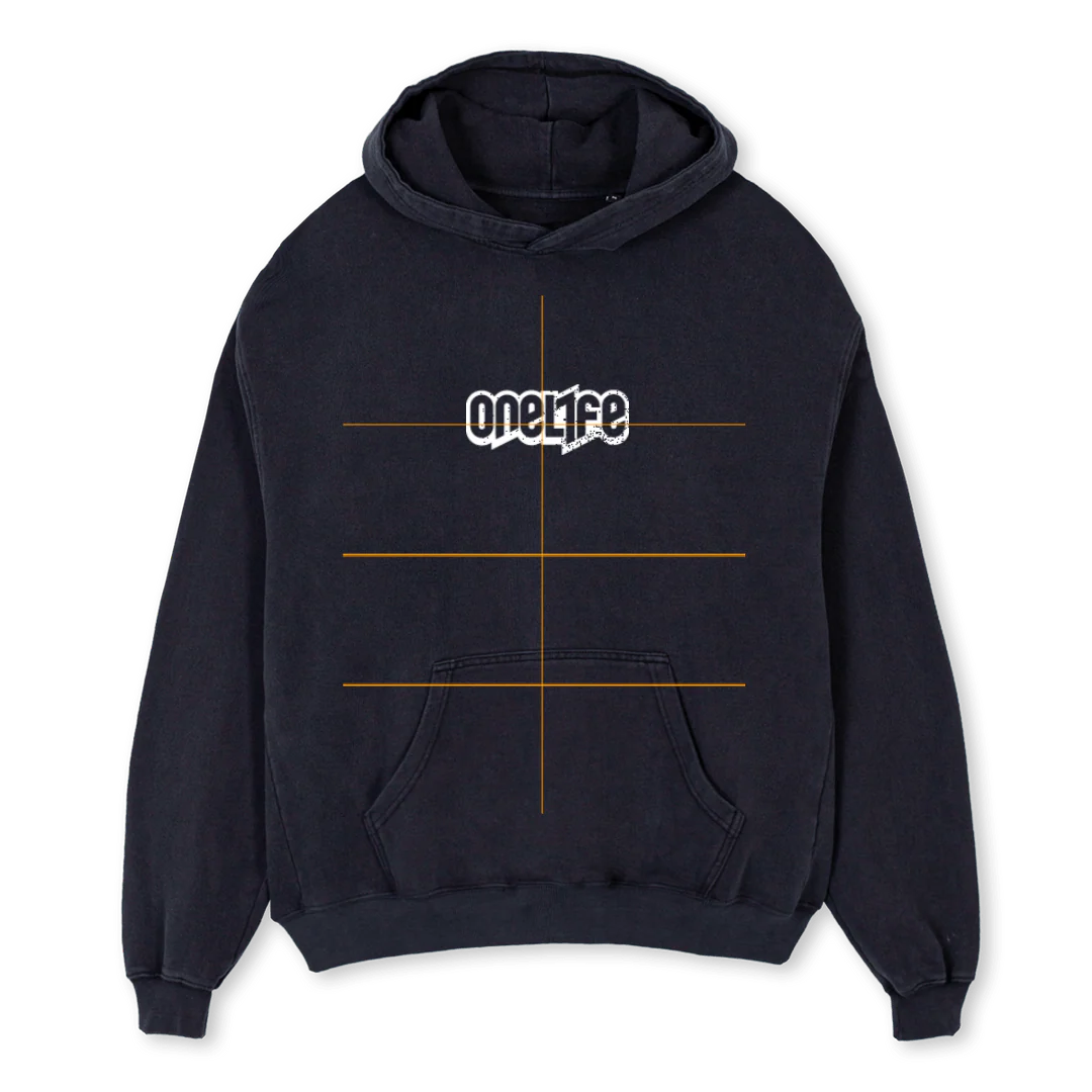 ONELIFE SAMPLE L Vintage Black Oversized Hoodie.