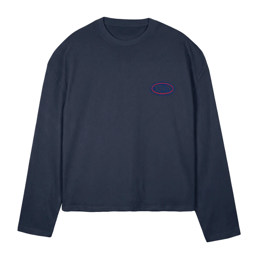 SSVNLS_N Navy Blue Oversized Boxy LS Tee.