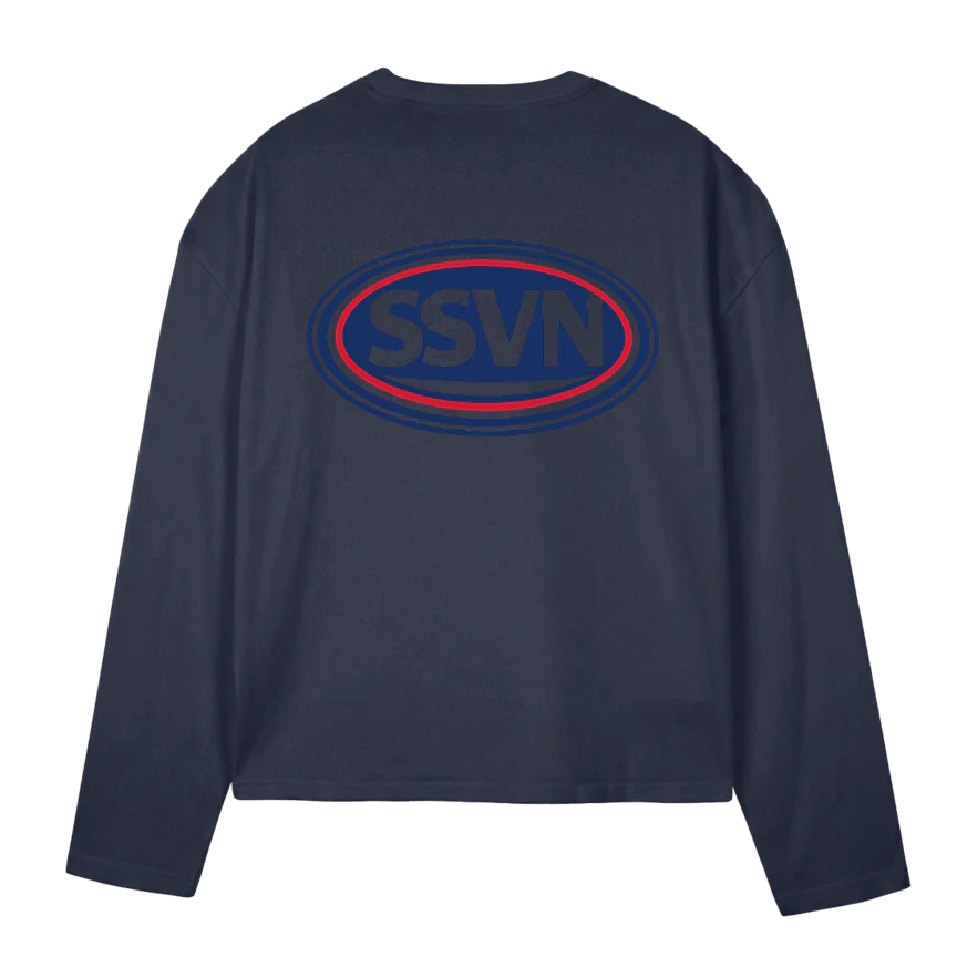 SSVNLS_N Navy Blue Oversized Boxy LS Tee. - Image 2