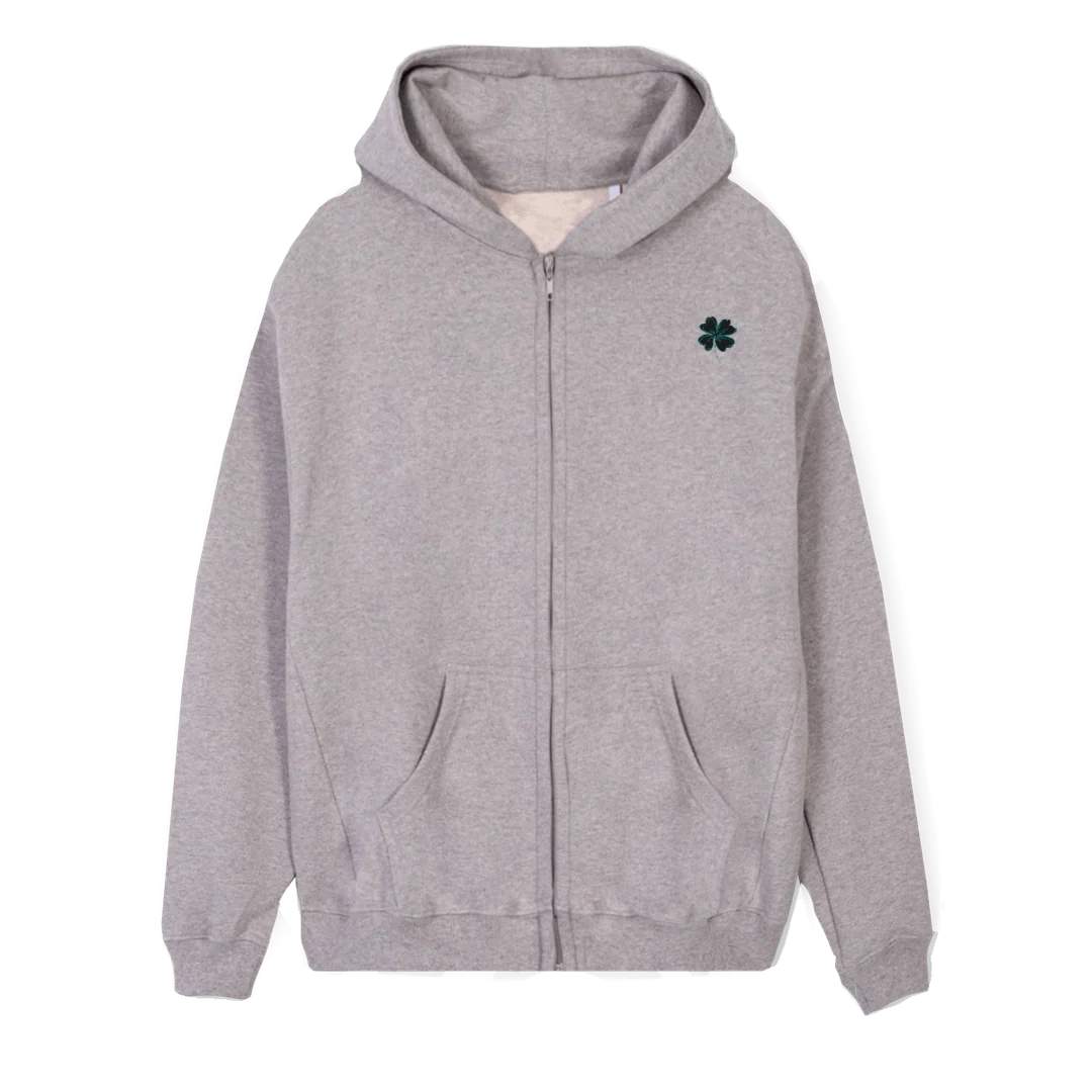 ONETRACKHOODIE Grey Marl Regular Zipped Hoodie.