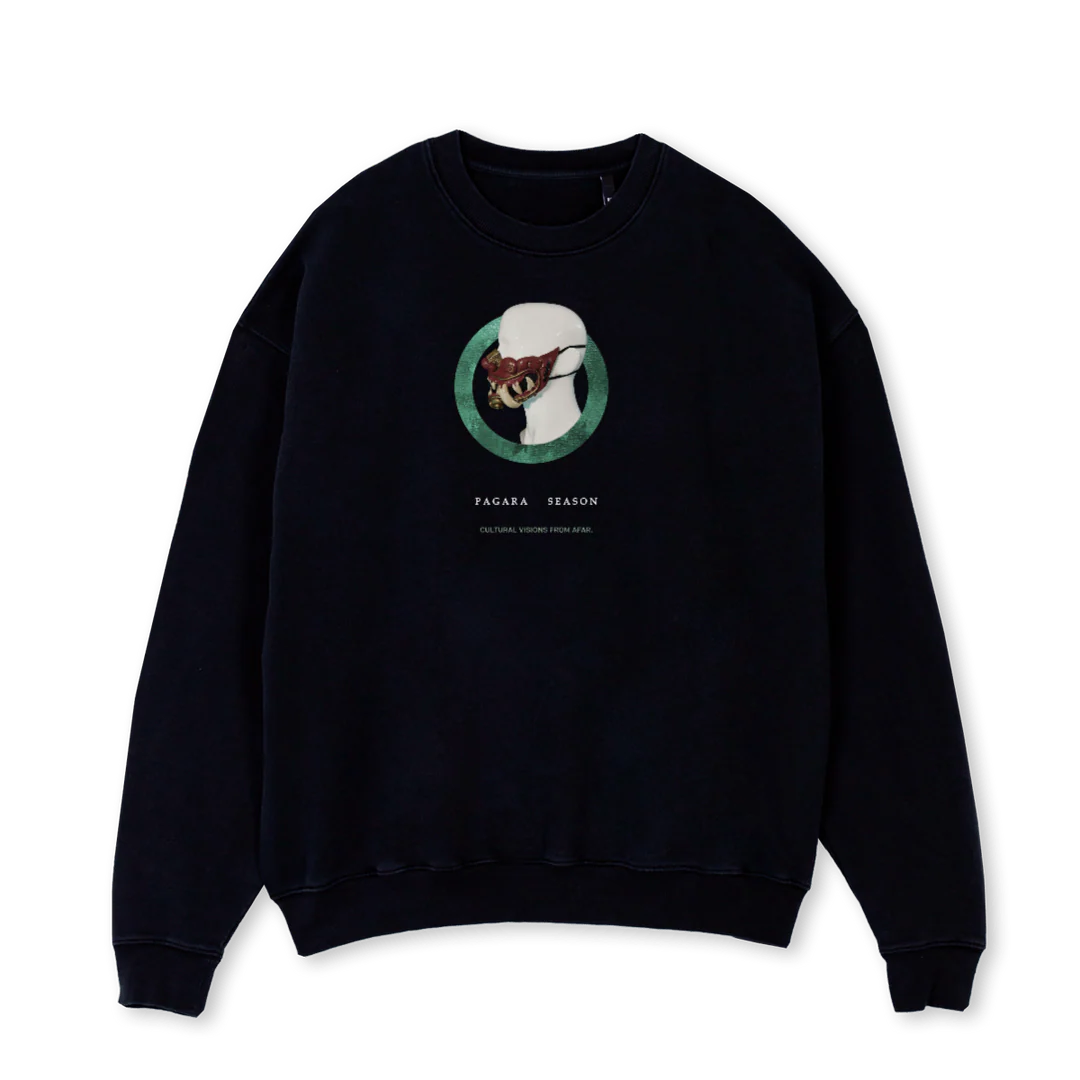 ONIMASK Black Oversized Crewneck Sweater.