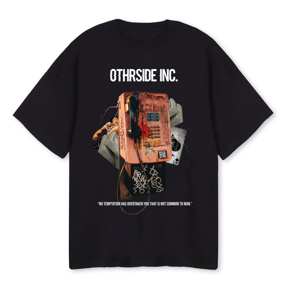 OTHRSIDE PHONEBOX Black Oversized Tee.
