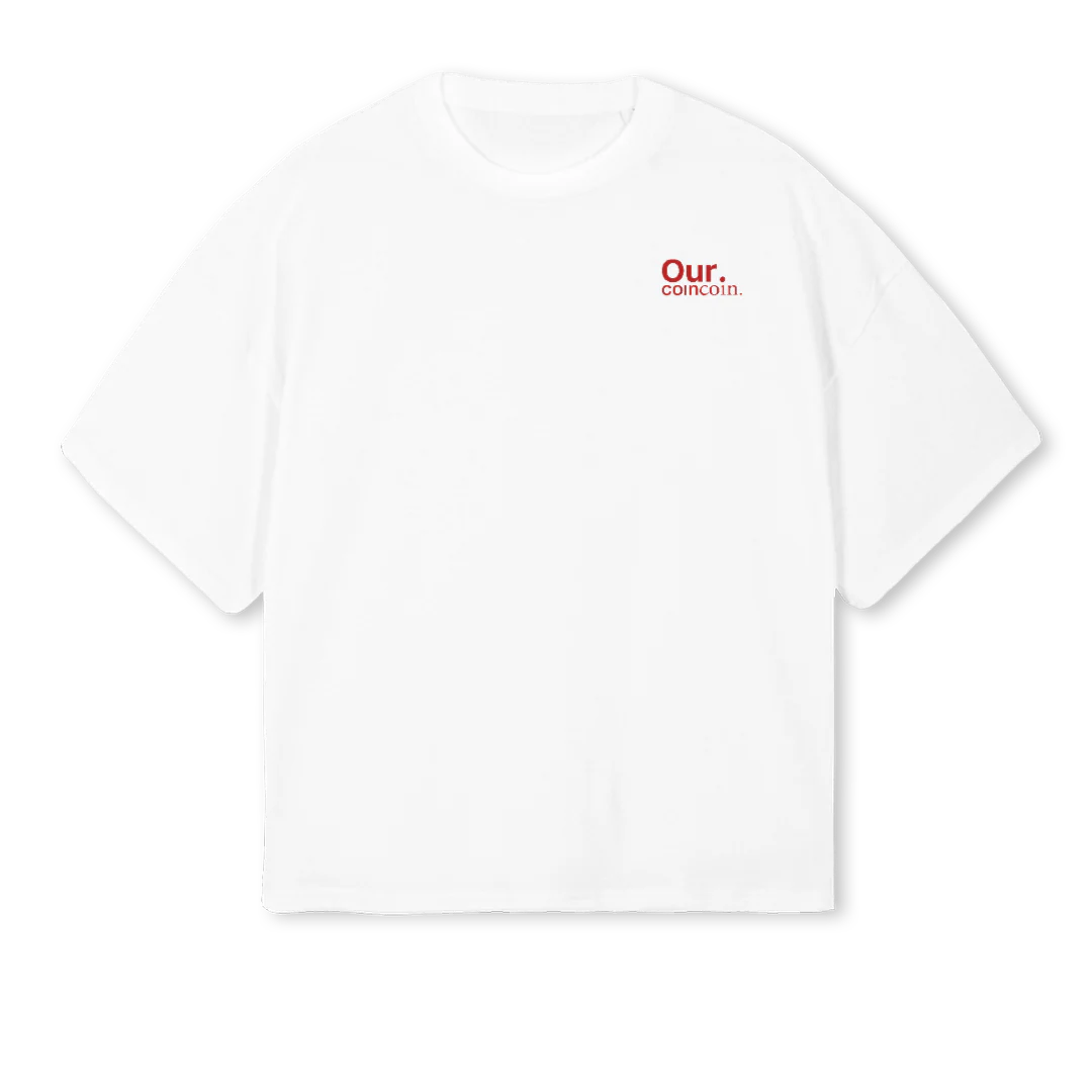 OURCOINCOINMAHAL White Oversized Boxy Tee.