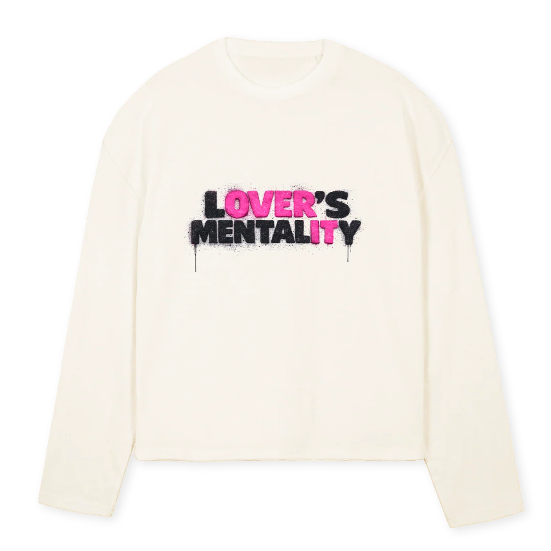 OVERIT Vintage White Oversized Boxy LS Tee.