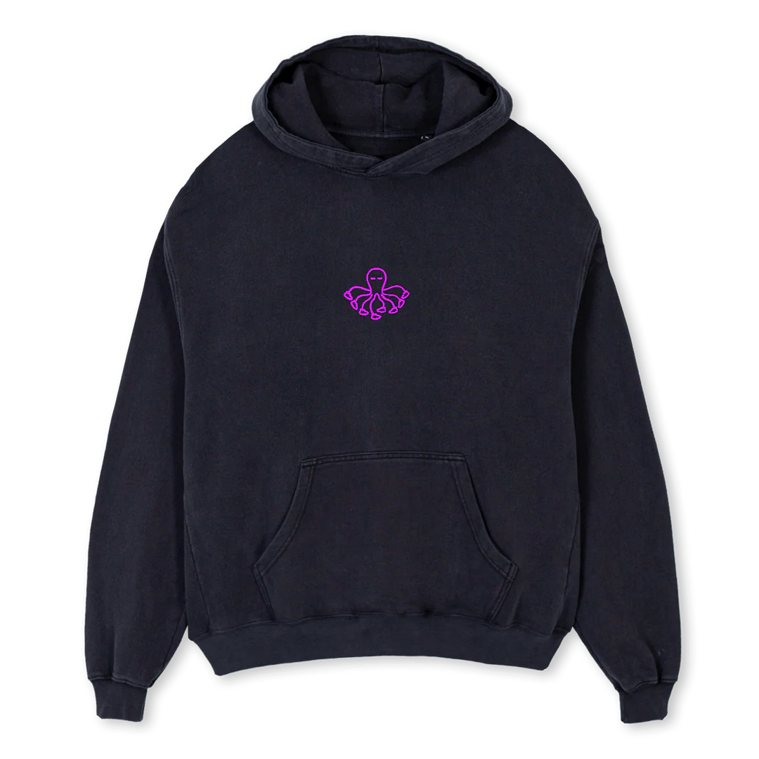 OVERLAP Vintage Black Oversized Hoodie.