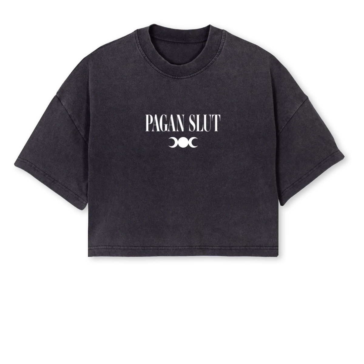 PAGAN SLUT HECATE Vintage Black Cropped Oversized Tee.