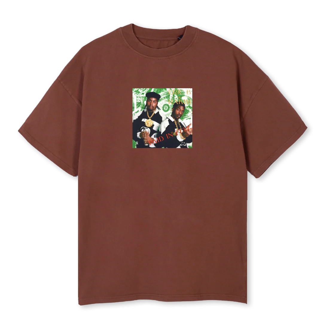 PAIDINFULL Vintage Brown Oversized Tee.