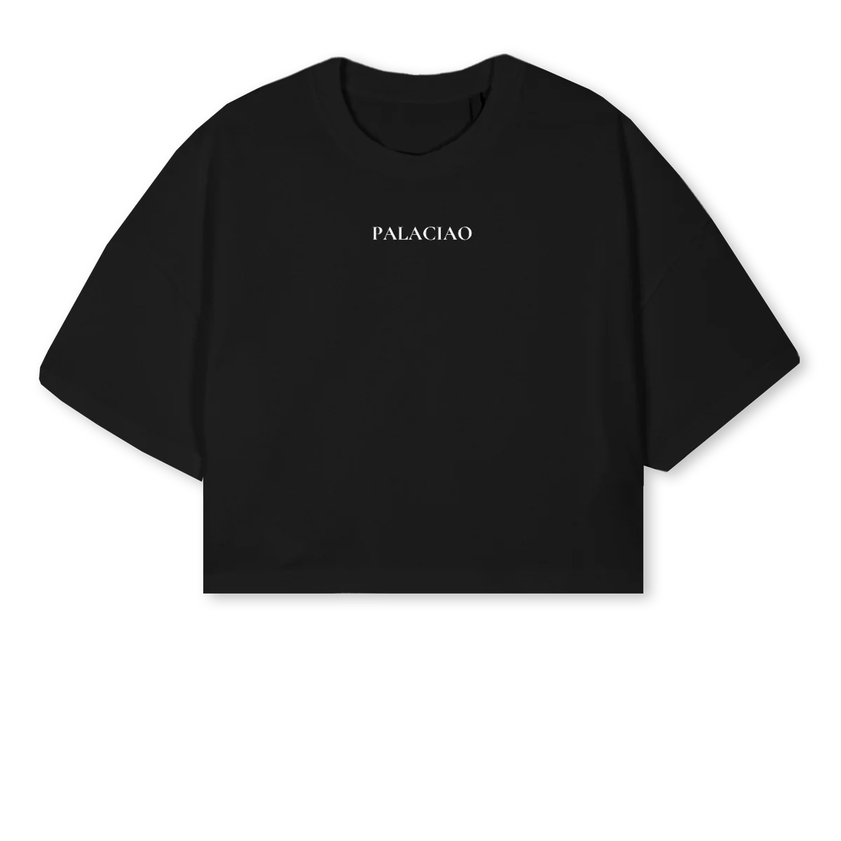 PALACIAODOS BLANC_1 Black Cropped Oversized Tee.