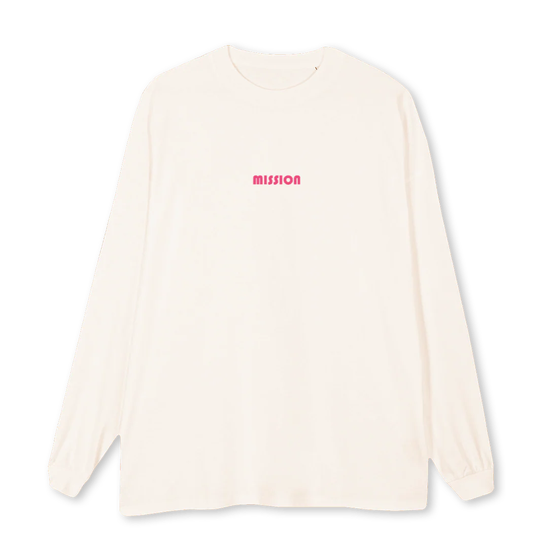 PALMELONGSLEEVE Vintage White Oversized LS Tee.