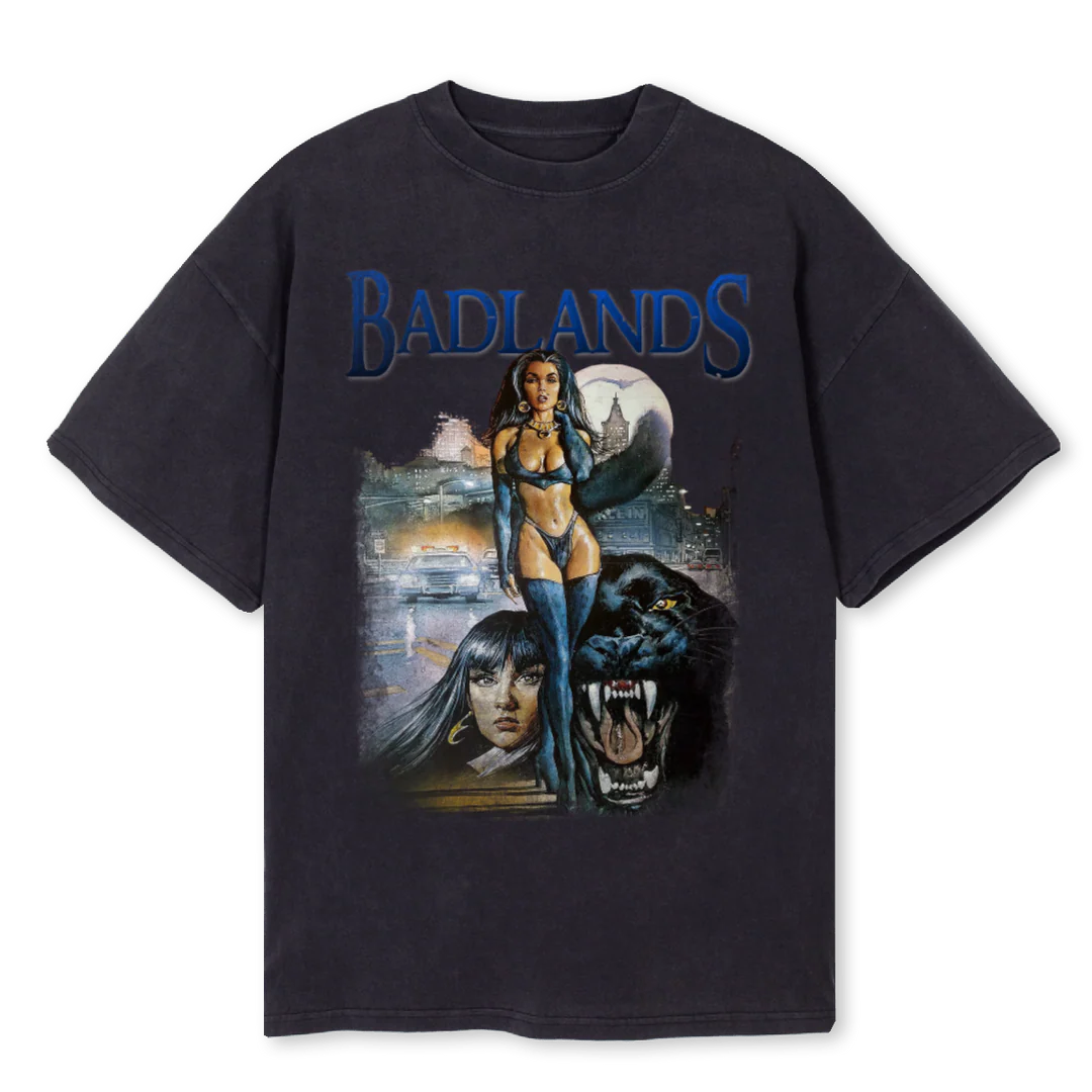 PANTA WASHBLK Vintage Black Oversized Tee.