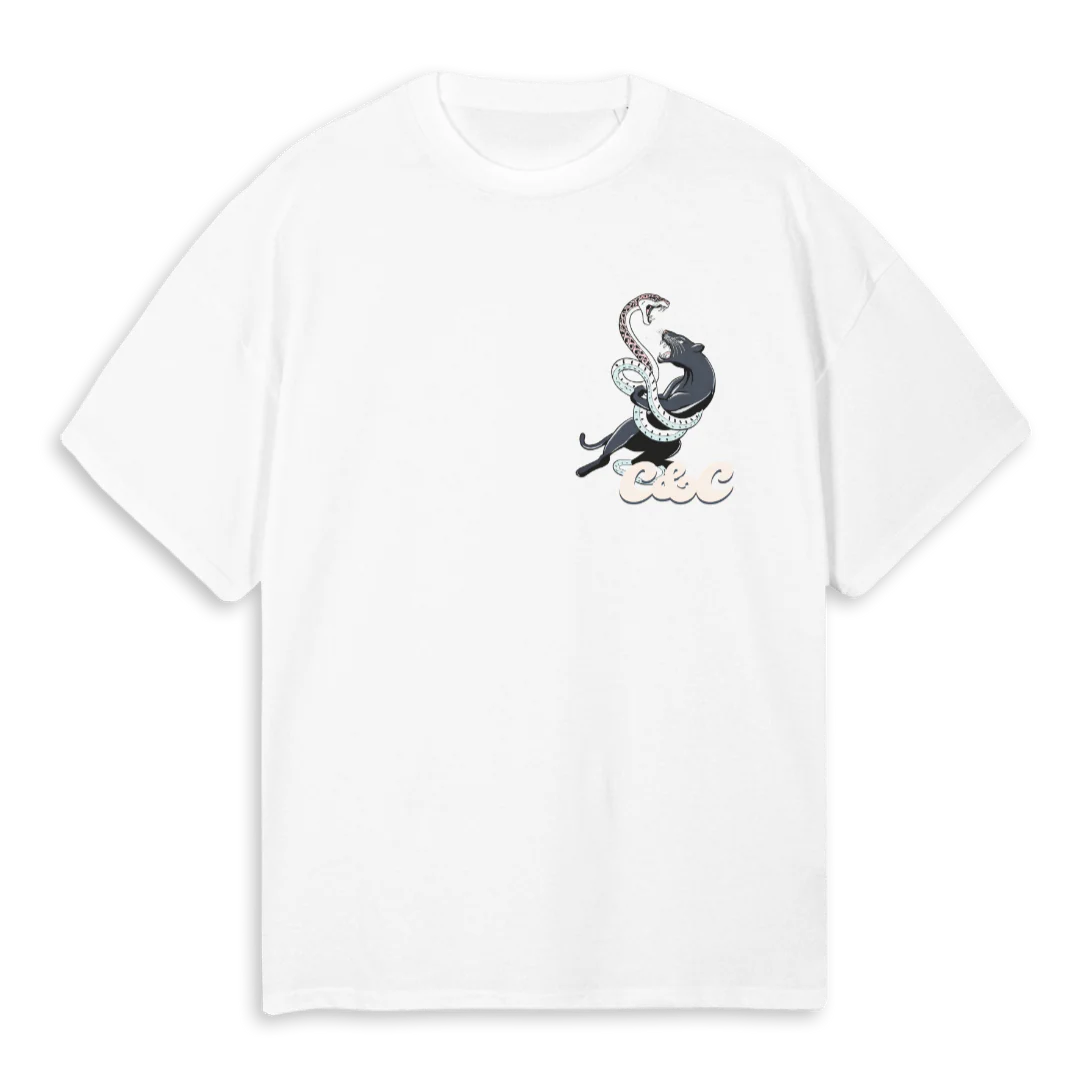 PANTHERSNAKEPOCKET White Oversized Tee.