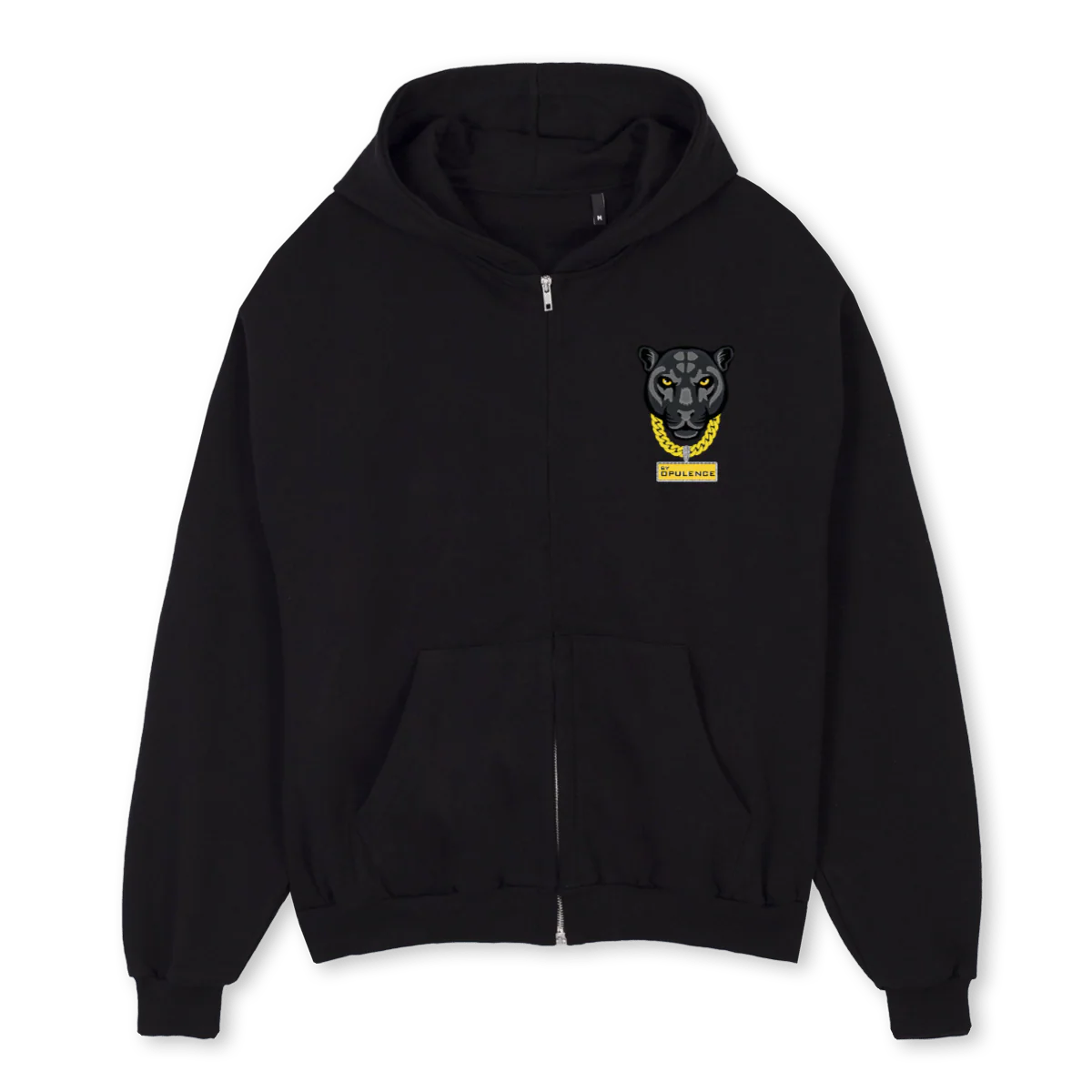 PANTHERZIP Black Oversized Zipped Hoodie.