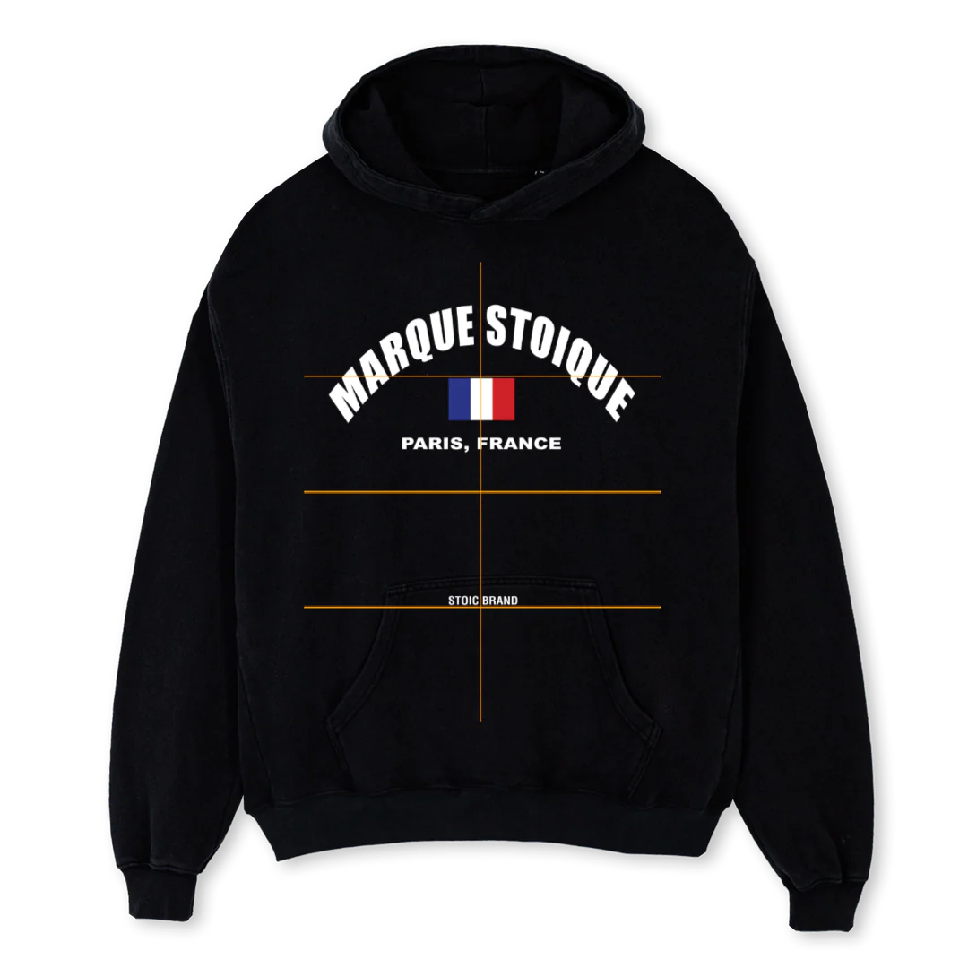 PARIS Black Oversized Hoodie.