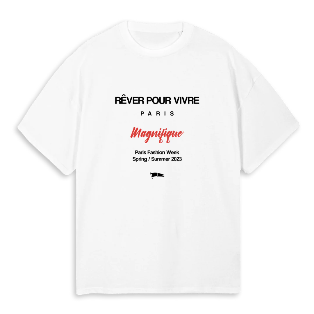 PARISFASHIONWEEK White Oversized Tee.