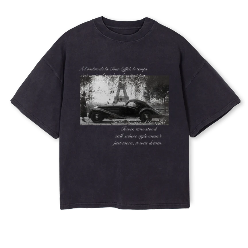 PARISMNFST Vintage Black Oversized Boxy Tee.