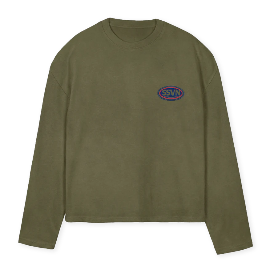 SSVNLS_VO Vintage Olive Oversized Boxy LS Tee.