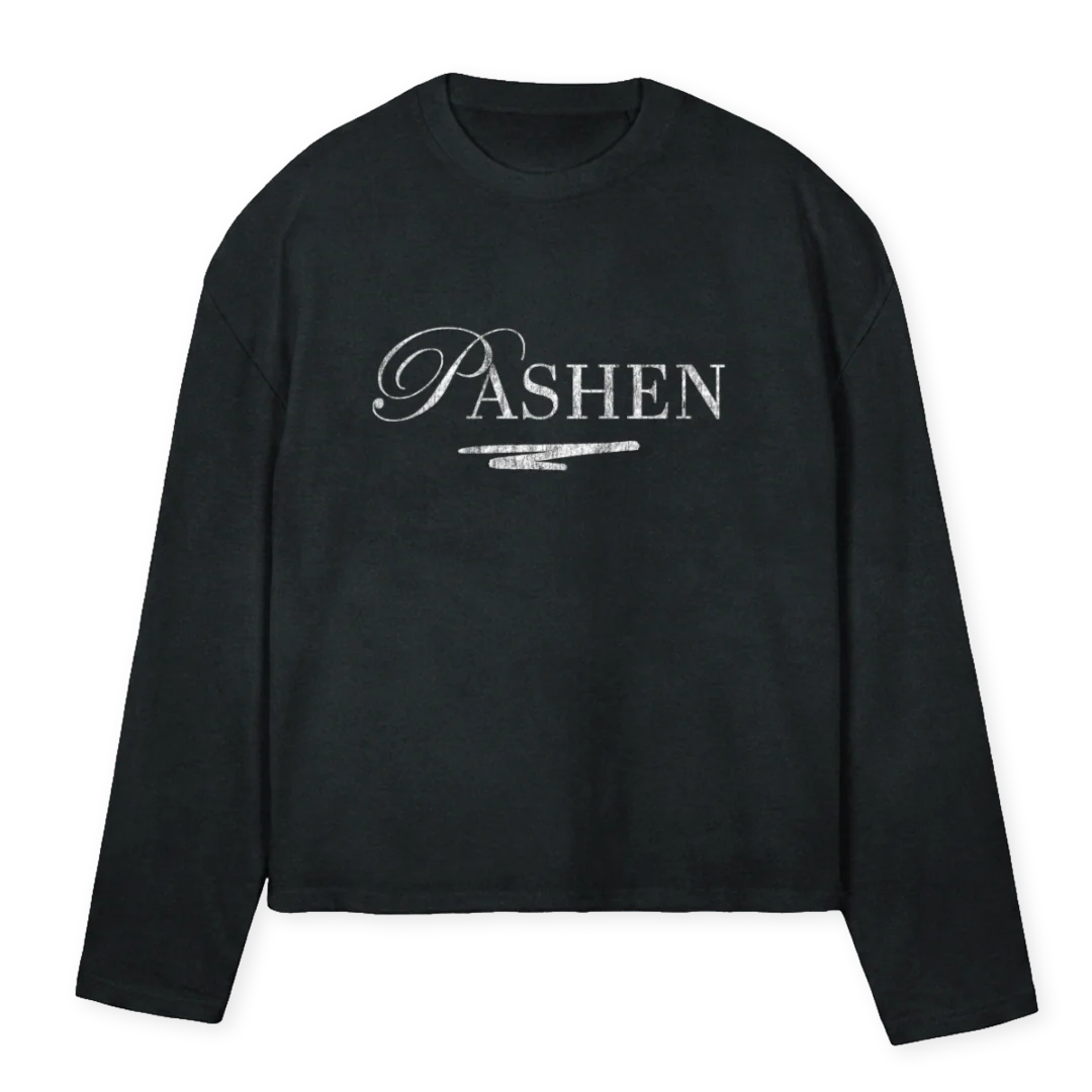 PASHEN_VB Vintage Black Oversized Boxy LS Tee.