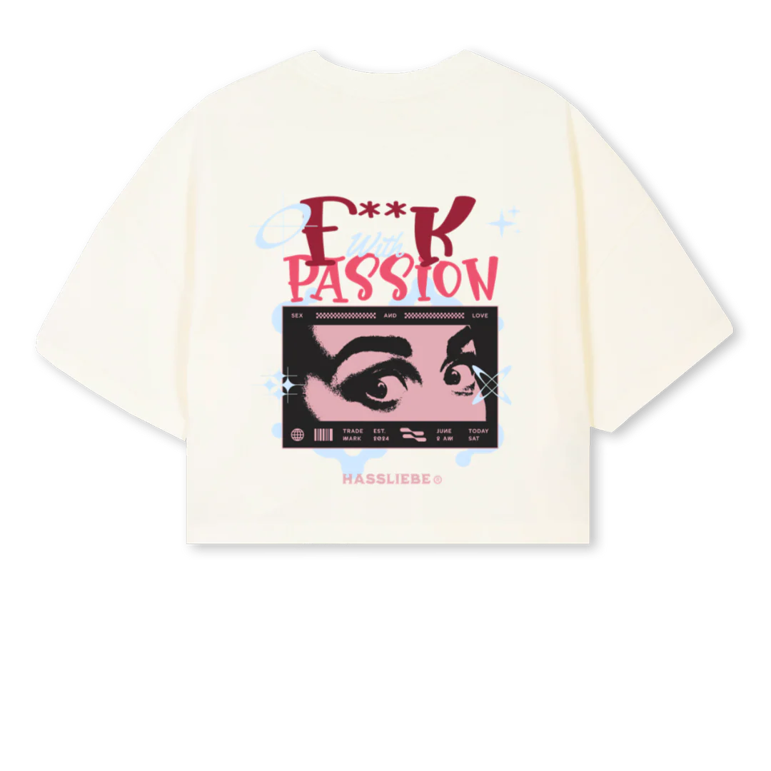 PASSION Cream Cropped Oversized Tee. - Image 2