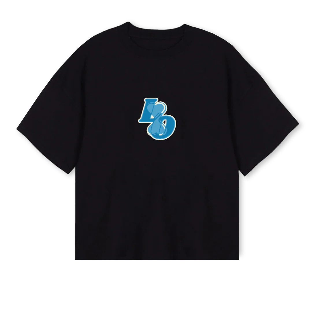 PASTELITO AZUL Black Oversized Boxy Tee.
