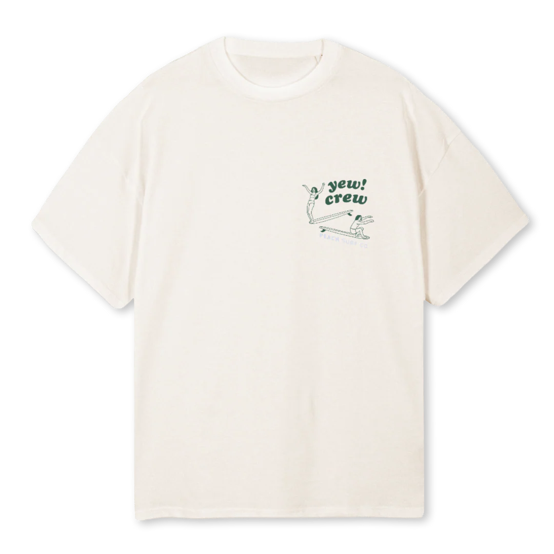 PEACHYEWGREENBLUE Vintage White Oversized Tee.