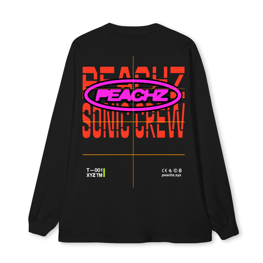 PEACHZ TEAM  Black Oversized LS Tee. - Image 2