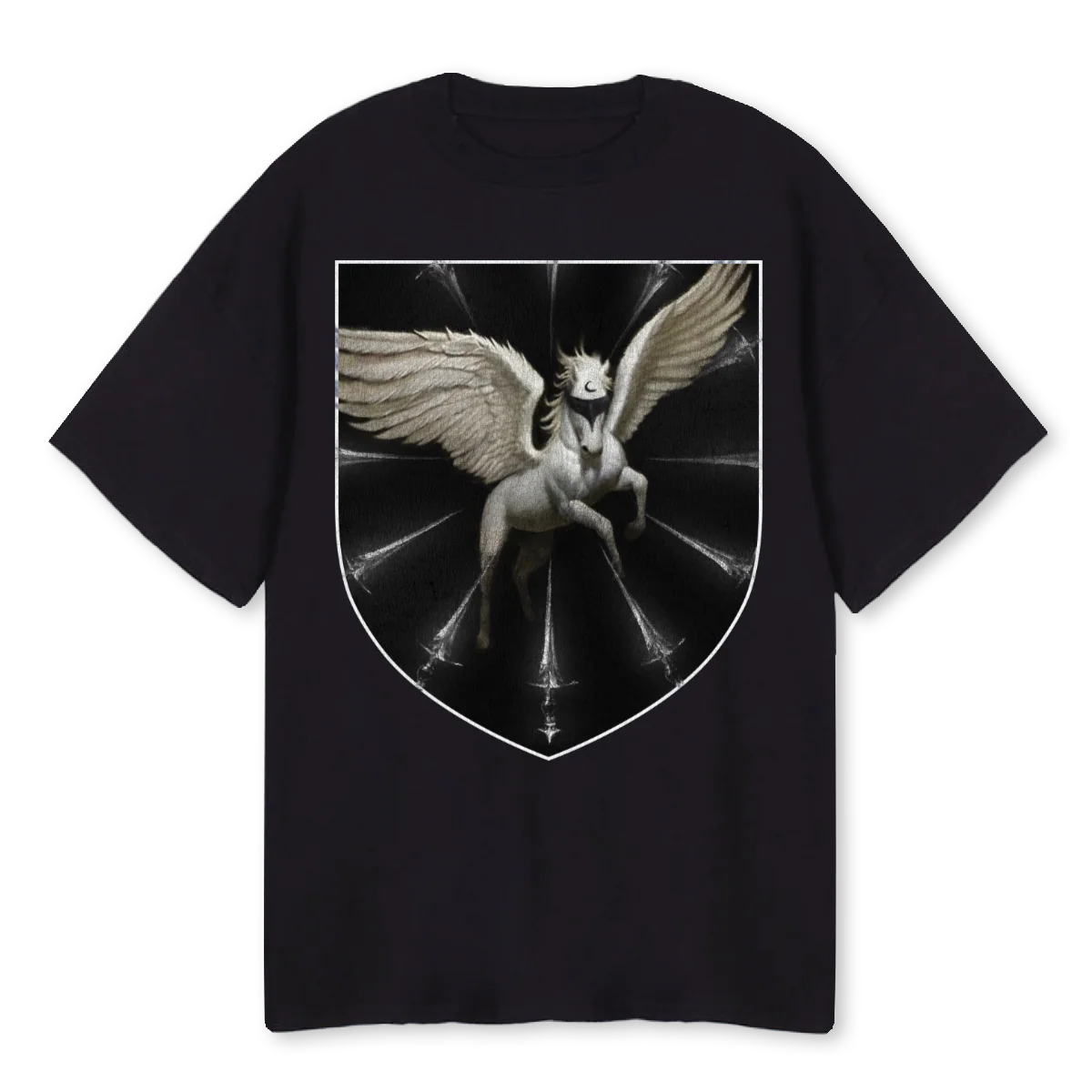 PEGASUSOVBOXBLK Black Oversized Tee.