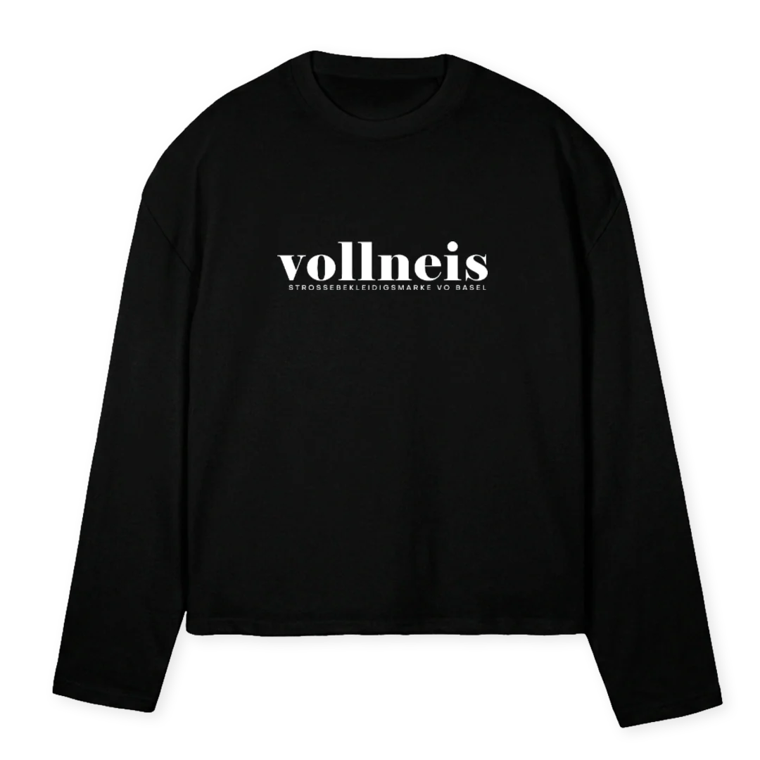 LSBLACKLOGO Black Oversized Boxy LS Tee.