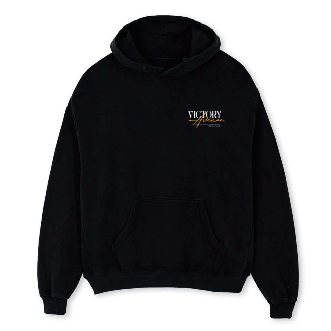PERSEVERING BLCKHOOD Black Oversized Hoodie.
