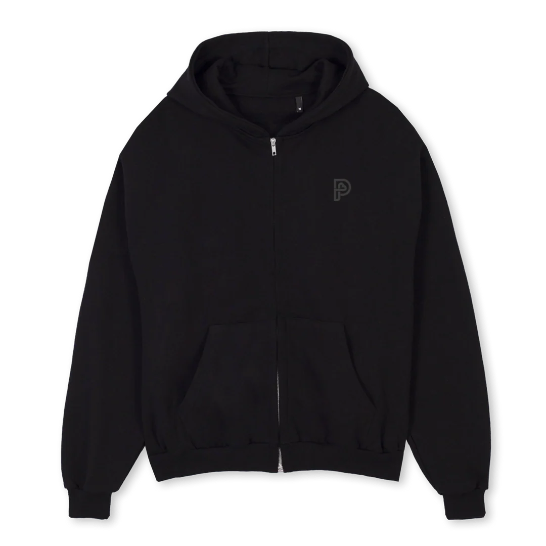 PERSONALIFYVBZIP Black Oversized Zipped Hoodie.