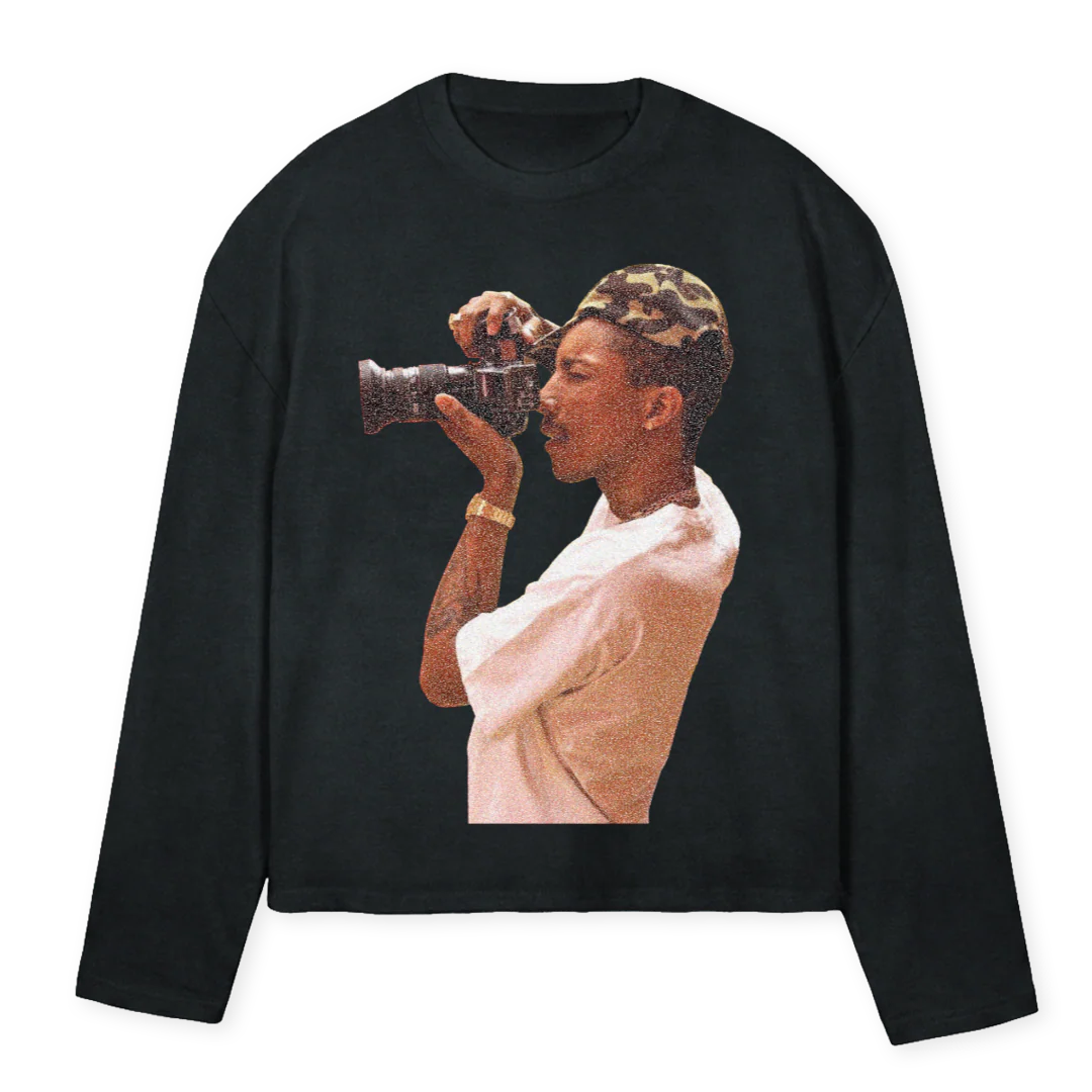 PHARELL Vintage Black Oversized Boxy LS Tee.
