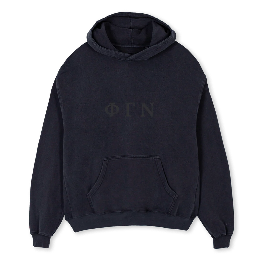 PHITHREE Vintage Black Oversized Hoodie.