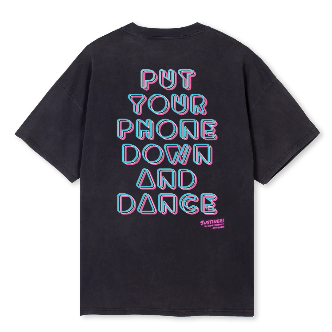 PHONE Vintage Black Oversized Tee. - Image 2