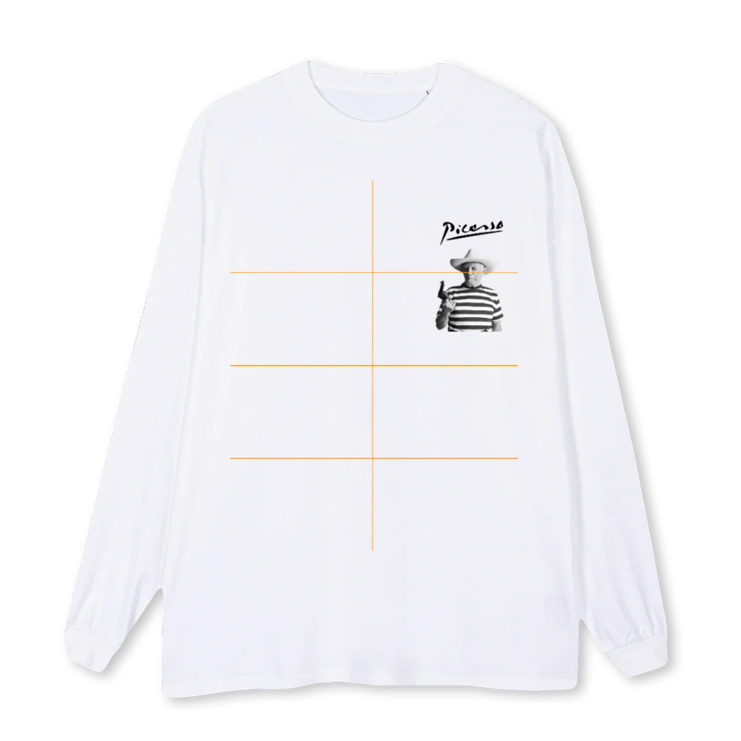 PICASSIN White Oversized LS Tee.