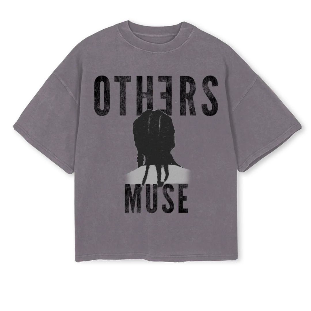 PIG BRAIDS Pigment Grey Oversized Boxy Tee.