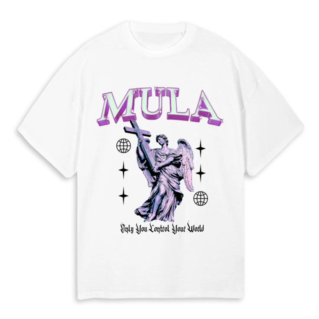 PINKMULA  White Oversized Tee.