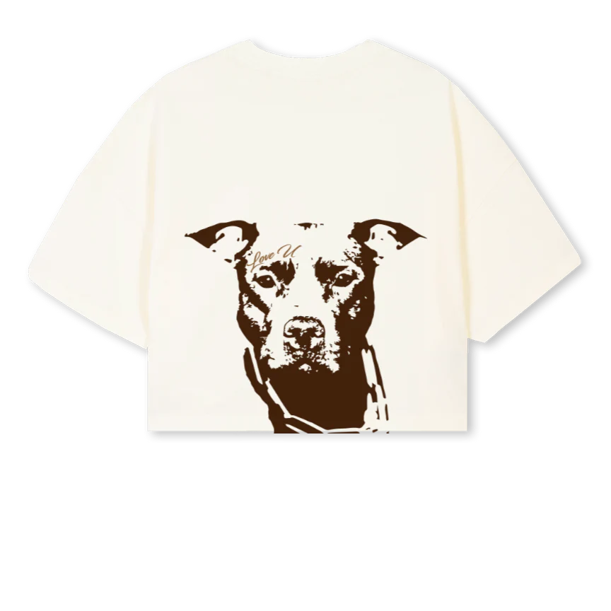 PITBULL Cream Cropped Oversized Tee. - Image 2