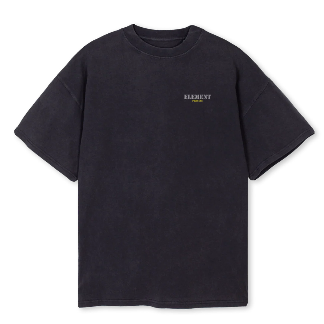 PLA BT ELEMENT Vintage Black Oversized Tee.