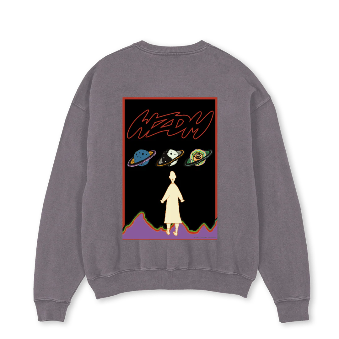 PLANETS Pigment Grey Oversized Crewneck Sweater. - Image 2