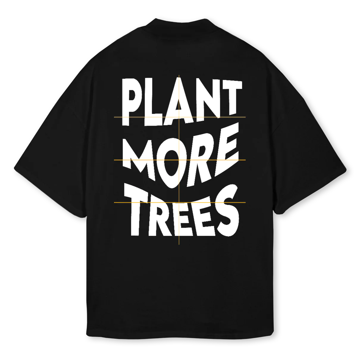 PLANT MORE TREES Black Oversized Mock Neck Tee. - Image 2