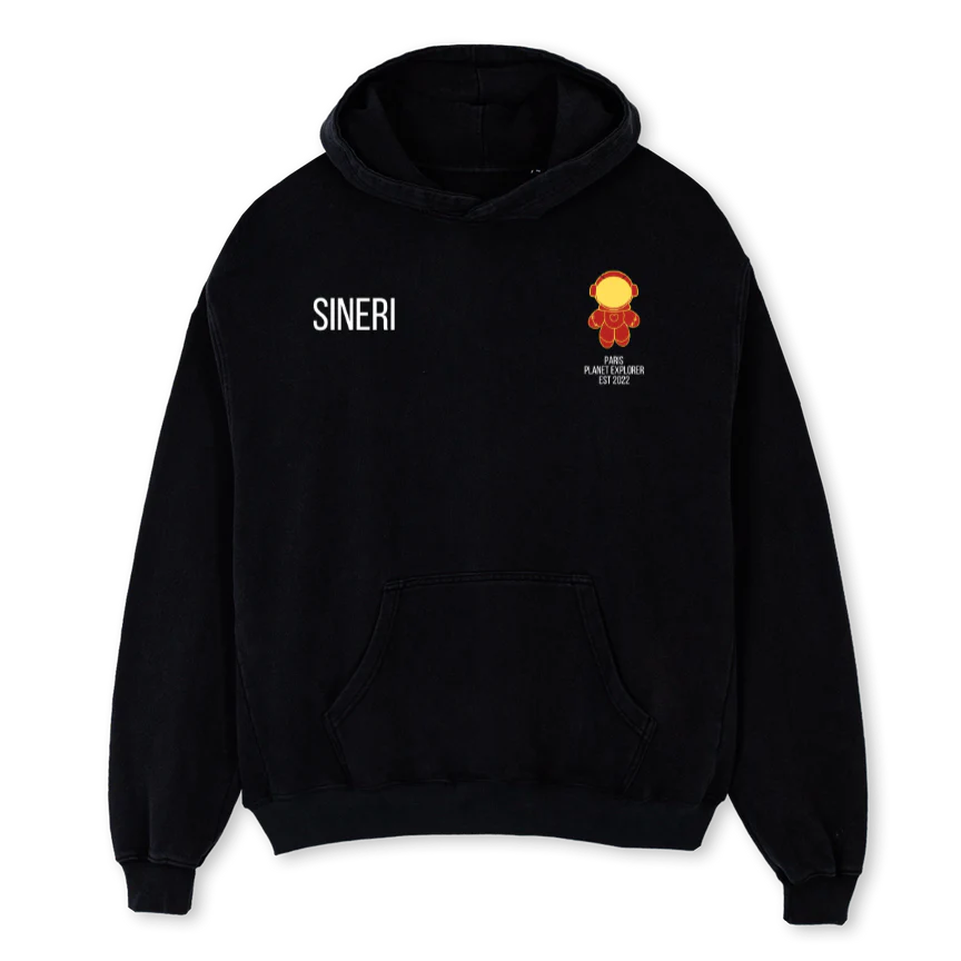 PLT EXPR STRN HDIE Black Oversized Hoodie.
