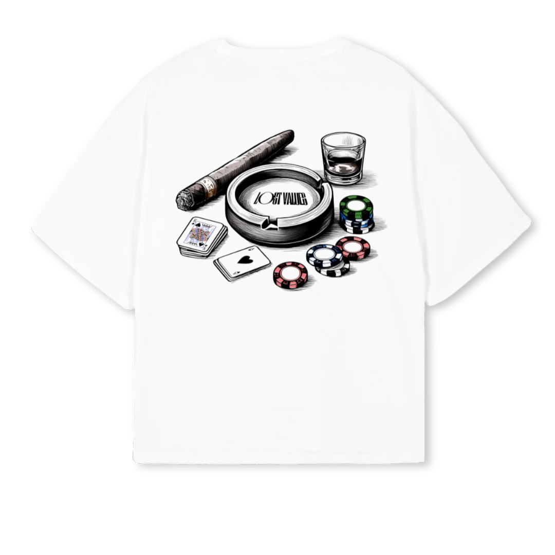 POKERSETLV  White Oversized Boxy Tee. - Image 2