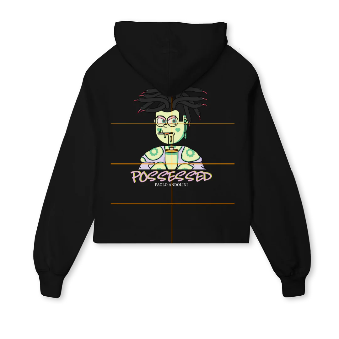 POSSE W H A Black Cropped Hoodie. - Image 2