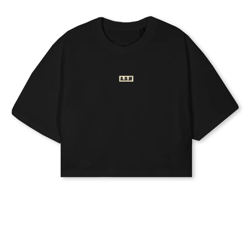 ADWBOXLOGOBG Black Cropped Oversized Tee