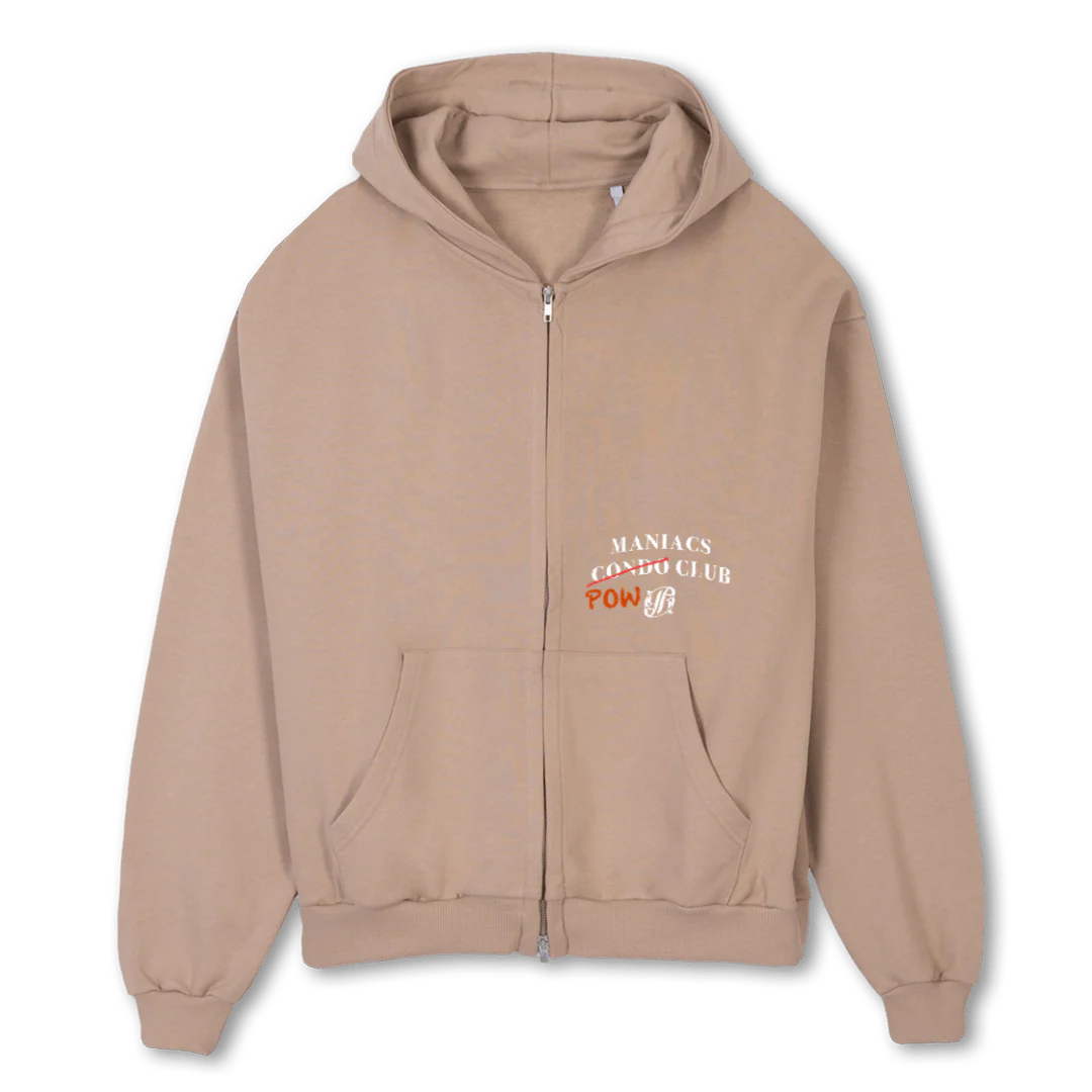 POWCLUB Croissant Oversized Zipped Hoodie.